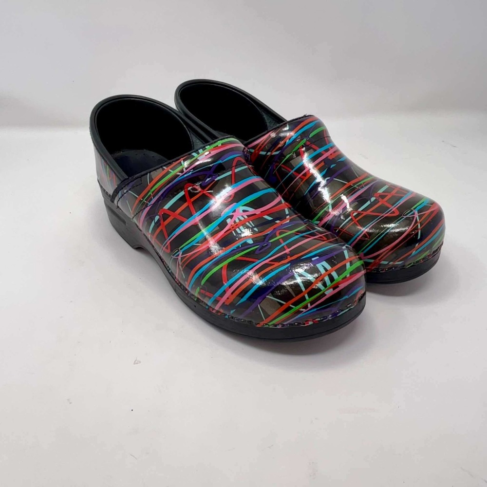 Dansko Professional Clogs Scribble Patent Leather Multi Color Womens 40 US9.5-10